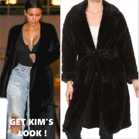 MODA ME COUTURE Jackets & Blazers - GET KIM'S Look Gia BLACK FAUX FUR COAT